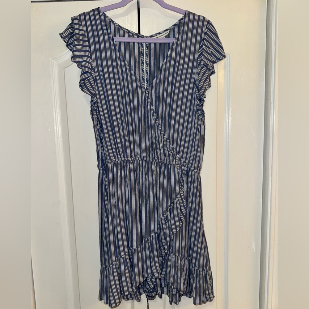 Striped blue and white romper